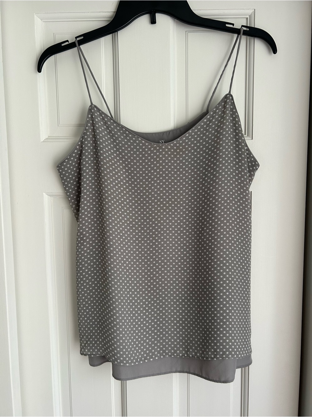 New York & Company Gray Polka Dot Spaghetti Strap Cami